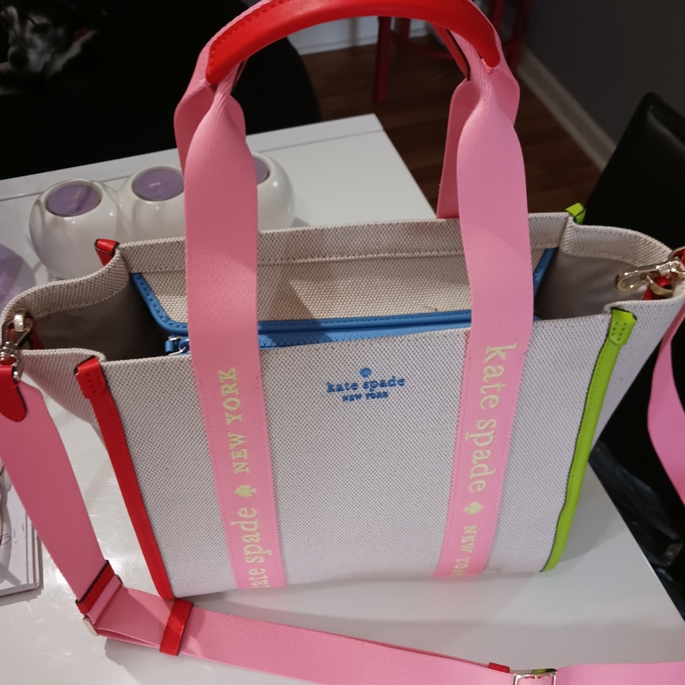 KATE SPADE KIP SMALL TOTE CROSSBODY MULTICOLOR CANVAS